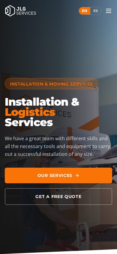 JLG Services website on mobile