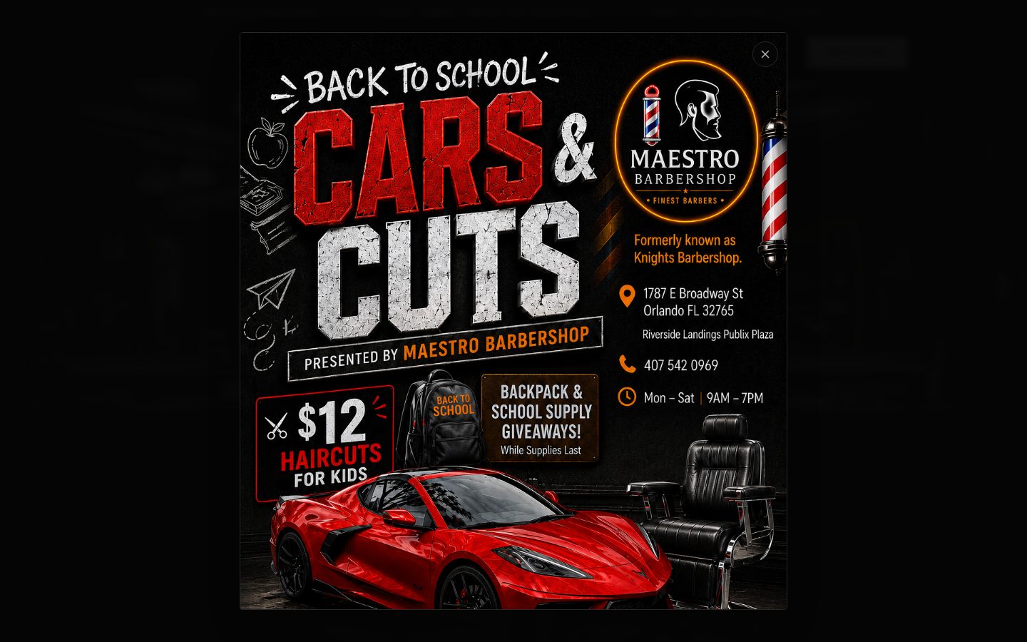 Maestro Barbershop website homepage